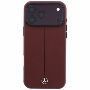 Mercedes Semi Wrap Iconic Line MagSafe nahkainen suojakuori malleille iPhone 18 Pro Max / 17 Pro Max, viininpunainen