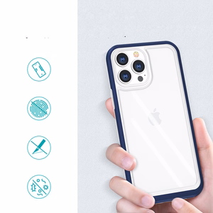 Kirkas 3in1 tapauksessa iPhone 13 Pro sininen kehys geeli kansi