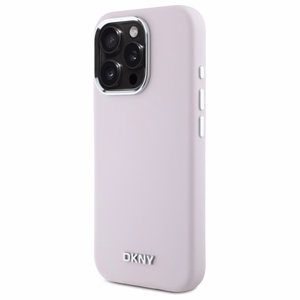 DKNY Liquid Silicone Small Metal Logo MagSafe Suojakuori iPhone 16 Pro Max:lle - vaaleanpunainen