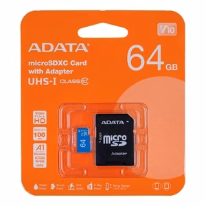 Memory card ADATA microSD 64GB (UHS-I Class 10) + SD adapter