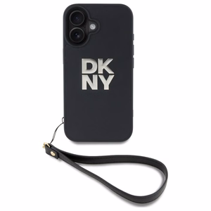 DKNY Wrist Strap Stock Logo Suojakuori iPhone 16:lle - musta