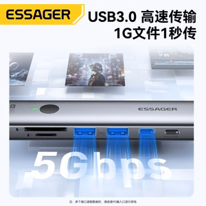 Adapter Essager "7 in 1" Grey (In: Type-C)