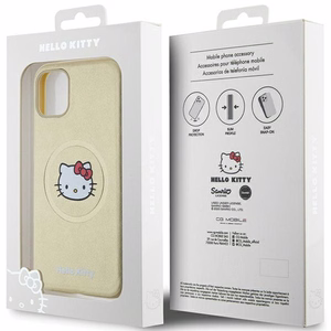 Hello Kitty Nahkainen Kitty Head MagSafe Suojakuori iPhone 11 / Xr:lle - kultainen