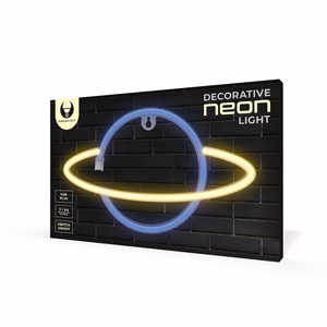 Neon LED-valo SATURN keltainen sininen Bat + USB FLNE11 Forever Light