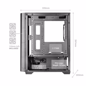 Mars Gaming MCVECTOR – Mini Tower computer case, black