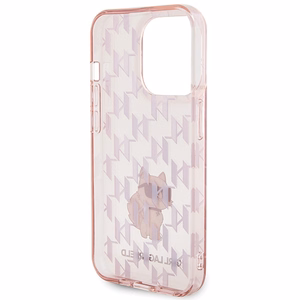 Karl Lagerfeld Monogram Choupette Suojakuori iPhone 15 Pro Max:lle - vaaleanpunainen