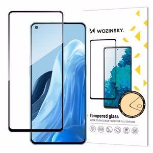 Wozinsky Full Glue erittäin kestävä kehyksellinen karkaistu koko näytön suojalasi Oppo Reno7 Pro 5G:lle, yhteensopiva suojakuoren kanssa, musta