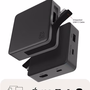 ZAGG 4-porttinen USB-C-keskitin, musta / harmaa