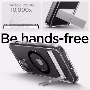 Spigen Ultra Hybrid S MagSafe Suojakuori jalustalla iPhone 15:lle - Musta
