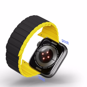 Magneettinen Apple Watch SE, 9, 8, 7, 6, 5, 4, 3, 2, 1 (41, 40, 38 mm) Dux Ducis Hihna (LD Version) - musta ja keltainen