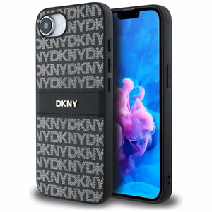 DKNY Repeat Texture Pattern Tonal Stripe Suojakuori iPhone 16e:lle - musta
