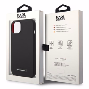 Karl Lagerfeld KLHMP14MSLMP1K iPhone 14 Plus 6.7 kovakuori musta / musta Silicone Plaque Magsafe