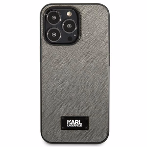 Karl Lagerfeld Saffiano Plaque Suojakuori iPhone 13 Pro Max 6.7" - Hopeinen