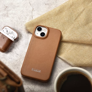 iCarer CE Premium Nahka Folio Case iPhone 14 Plus Magneettinen Flip Nahka Folio Case MagSafe Brown (WMI14220715-BN)
