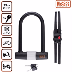 BLACK+DECKER U-lukko polkupyörään, 14 × 25 cm