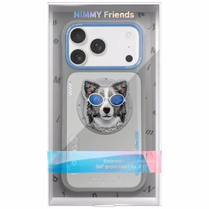 NIMMY suojakuori GLASSES COOL DOG yhteensopiva MagSafen kanssa iPhone 17 Pro Max:lle harmaa