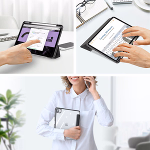 Dux Ducis Toby Suojakuori kansiosella ja jalustalla iPad Pro 11 2024:lle - musta