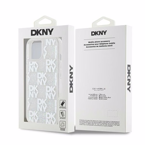 DKNY Liquid Glitter Multilogo Suojakuori iPhone 15 / 14 / 13:lle - valkoinen