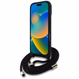 Guess suojakuori iPhone 16 Pro:lle GUHCP16LP4GMGCRK (CBDY PU 4G Big Logo W/Cord Strap) - musta