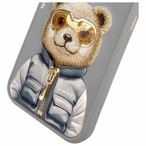 Nimmy Cool&Cute 2.0 Bear -suojakuori iPhone 15 Pro - harmaa