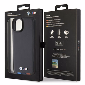 BMW BMHCP15M22PTDK iPhone 15 Plus 6.7" musta/musta Leather Stamp Tricolor