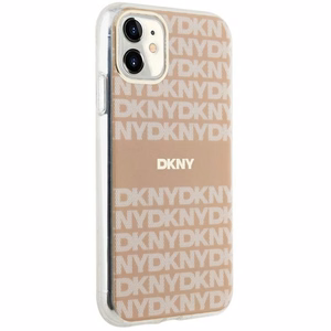 DKNY IML Mono ja Raita MagSafe Suojakuori iPhone 11 / Xr:lle - vaaleanpunainen