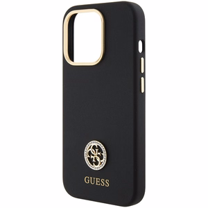 Guess Silicone Logo Strass 4G suojakuori iPhone 15 Pro:lle - musta