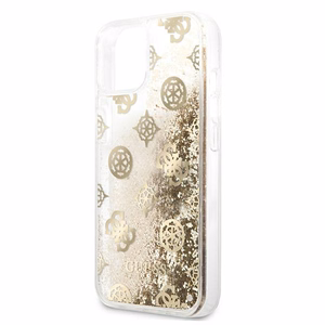 Guess GUHCP13SLGPEGO iPhone 13 mini 5.4" kultainen/kultainen kovakotelo Peony Liquid Glitter, Pioni Nestemäinen Glitter