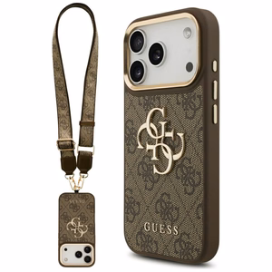 Guess 4G Big 4G Classic Logo Big Strap Metal Buttons -suojakuori iPhone 17 Pro - ruskea
