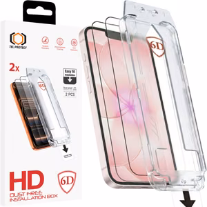 Tel Protect Dust-Free Easy Fit Full Glue 6D Tempered Glass for Iphone 13/13 Pro/16E/17E black - 2 pieces