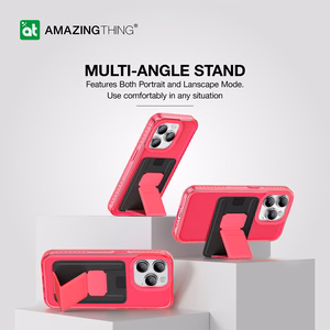 Amazing Thing Titan Pro Neon Mag Wallet Case 10FT IP156.7PTWPN for Iphone 15 Pro Max pink with stand