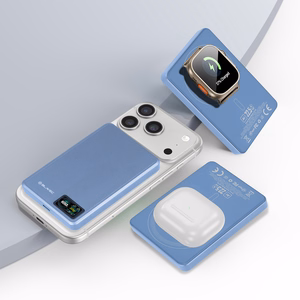 Blavec BJ-03 10000 mAh ohut magneettinen MagSafe-varavirtalähde, 13,5 mm, USB-C, 22,5 W, 3-in-1 (PBBJ03-MC10LB) (väri: vaaleansininen; alumiinirunko)