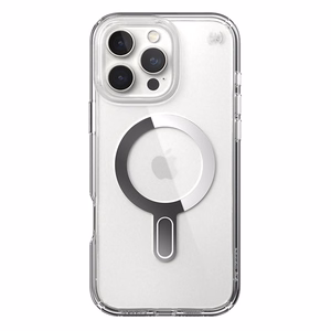 Speck Presidio Perfect-Clear -suojakuori MagSafe- ja ClickLock-tuella iPhone 16 Pro Max:lle, Clear/Chrome