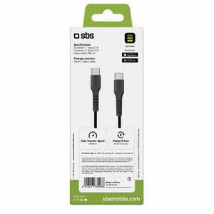 SBS TECABLETCC3M USB-C - USB-C 3m Kaapeli - musta