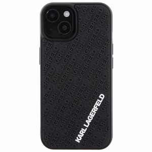 Karl Lagerfeld 3D Rubber Multi Logo Suojakuori iPhone 15:lle - musta