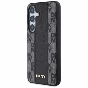 DKNY Nahkainen Checkered Pattern MagSafe Suojakuori Samsung Galaxy S25:lle - musta