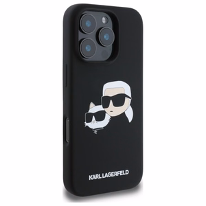 Karl Lagerfeld Silikoninen Heads Print MagSafe Suojakuori iPhone 16 Pro:lle - Musta