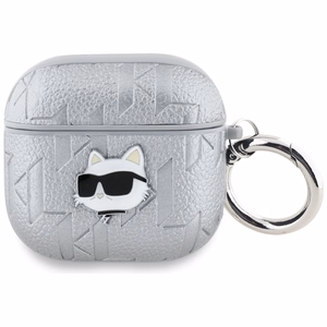 Karl Lagerfeld Monogram Choupette Head Suojakuori AirPods 4:lle - hopeinen