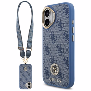 Guess 4G Strass Logo & Big Strap Metal Buttons MagSafe suojakuori iPhone 17 - sininen