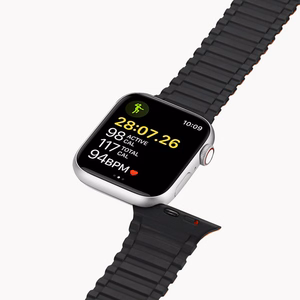Dux Ducis Strap (Armor Version) Apple Watch SE Strap, 9, 8, 7, 6, 5, 4, 3, 2, 1 (41, 40, 38 mm) silikoni magneettiranneke rannekoru musta/oranssi