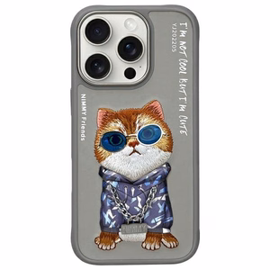 Nimmy Glasses Cool Cat Suojakuori iPhone 16 Pro:lle - harmaa
