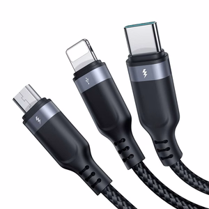 Joyroom S-A18 3in1 3.5A USB-A - Lightning+USB-C+MicroUSB Kaapeli 1.2m - Musta