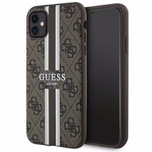 Guess GUHMN61P4RPSW iPhone 11 / Xr ruskea/ruskea suojakuori 4G Printed Stripes MagSafe