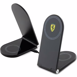 Ferrari Printed Logo MagSafe taitettava 2in1 15W induktiivinen laturi - musta