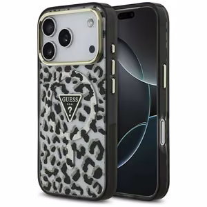 Guess Leopard Glitter MagSafe -kuori iPhone 17 Pro musta