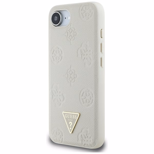 GUESS Grained Hot Stamp Peony Triangle Logo MagSafe Alkuperäinen Suojakuori iPhone 17e/16e:lle - Beige