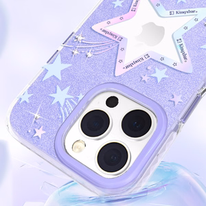 Kingxbar Heart Star Series tapauksessa iPhone 14 Plus violetti tähti tapauksessa
