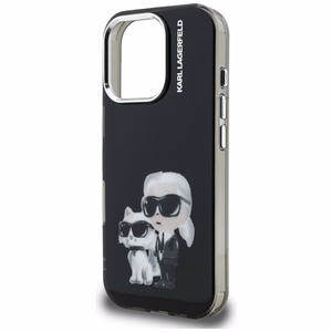 Karl Lagerfeld IML Aquarelle Karl & Choupette & Logo Suojakuori iPhone 16 Pro Maxille - Musta