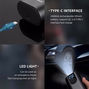 Rockbros 42720001001 sähköinen polkupyörän pumppu LED-näytöllä + USB-C - USB-A kaapeli - musta