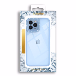 Kingxbar Sparkle sarjan tapauksessa iPhone 13 Pro kristallit takaisin kansi sininen